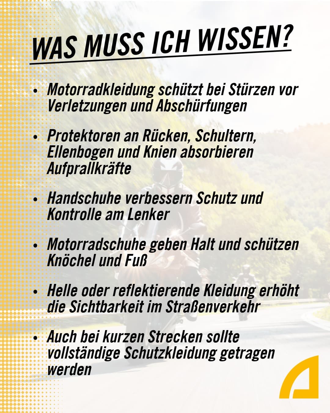 Motorrad-Freitag: Die Schutzkleidung