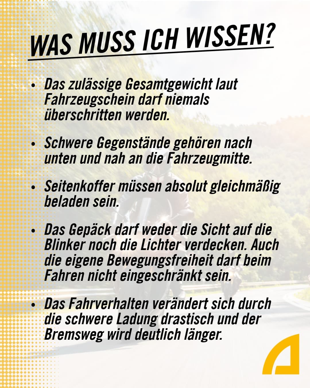 Gepäck auf dem Motorrad transportieren