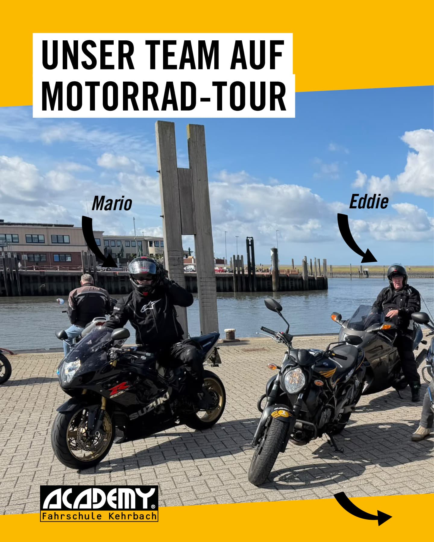 Unser Team auf Tour 🏍️💛